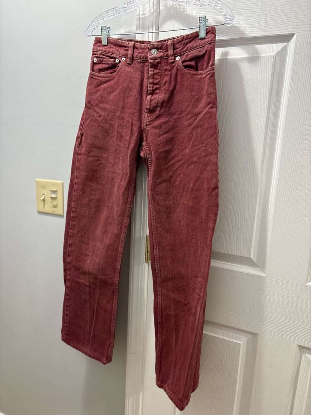 Our Legacy Linear Cut Denim Mid Rise Wine/Red Size 27 RARE